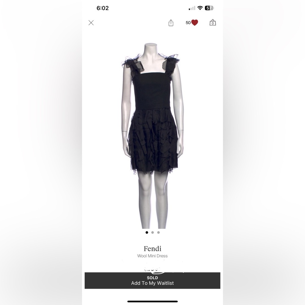 Authentic fendi dress strapless ruffle black gorgeous - Picture 6 of 6